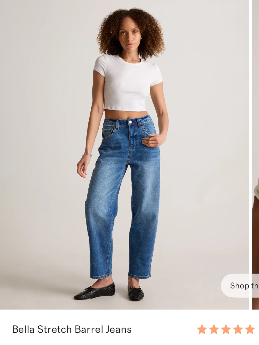 Quince Bella Stretch Barrel Jeans in Medium Blue